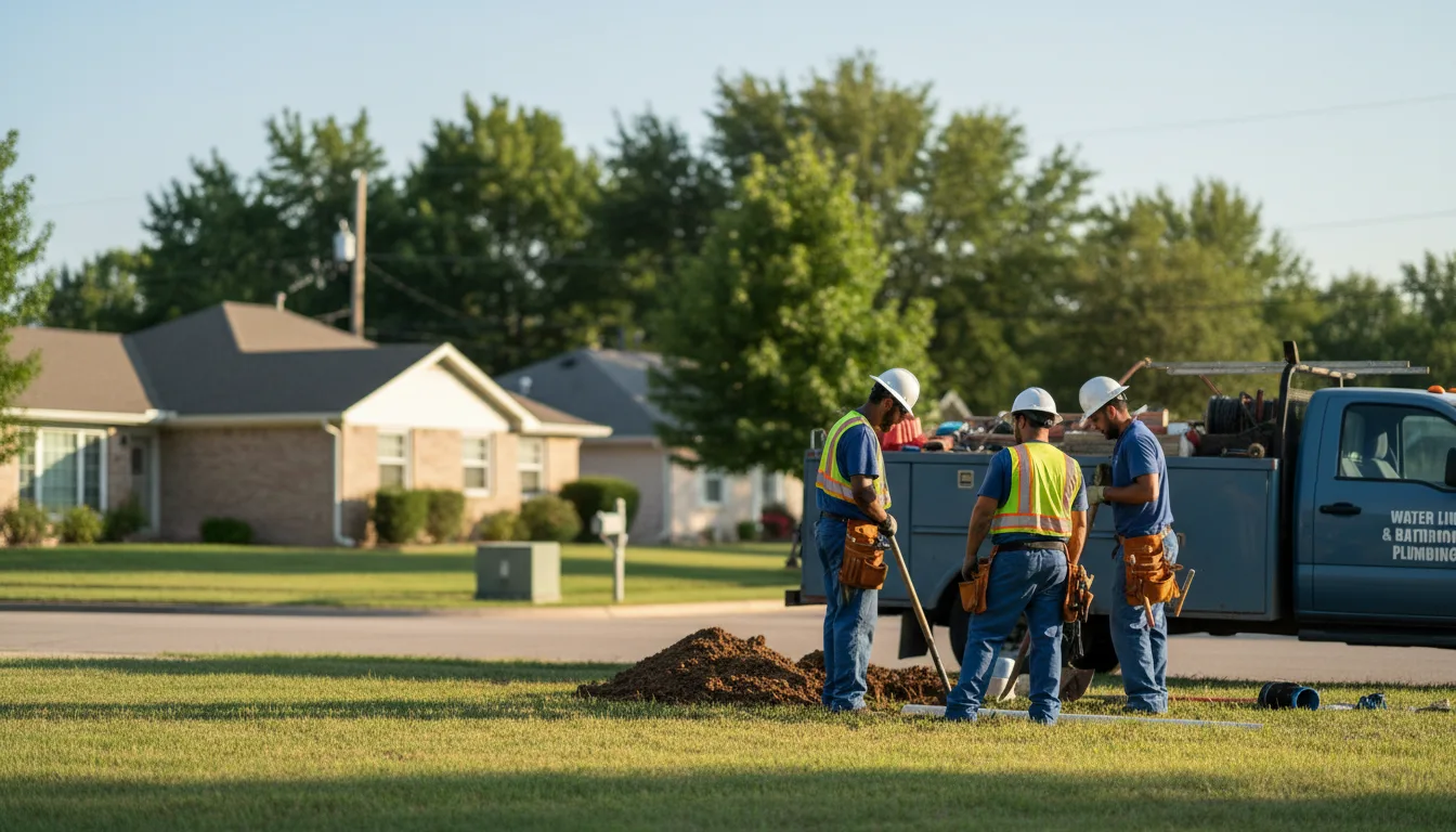 Residential water line and bathroom plumbing service in Wynnewood, OK
